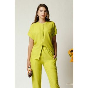 Camasa DY Fashion verde lime din material vaporos cu croi drept si nasturi imagine