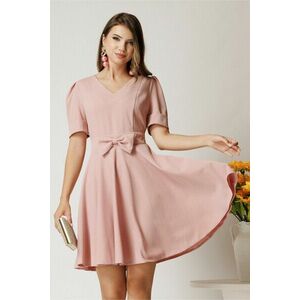 Rochie DY Fashion scurta roz in clos cu funda in talie imagine