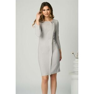 Rochie office din stofa gri cu accesoriu discret imagine