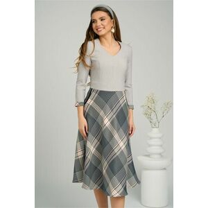 Rochie office din stofa gri cu carouri pe fusta imagine