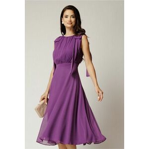 Rochie DY Fashion midi mov din voal in clos cu funde la umeri imagine