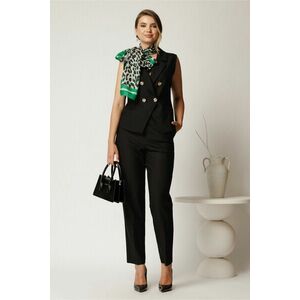 Compleu negru elegant din stofa cu vesta cambrata si pantaloni imagine