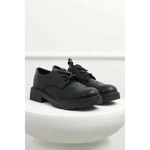 Pantofi Oxford negri din piele ecologica cu siret imagine