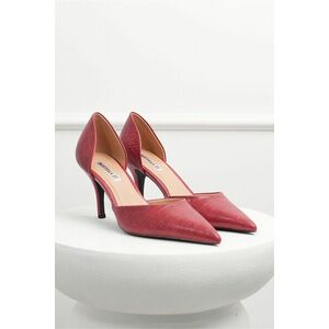 Pantofi rosii eleganti din piele ecologica cu model snake imagine