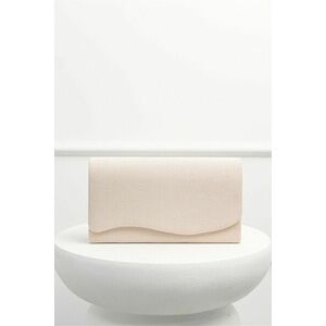 Clutch bej din catifea cu design asimetric imagine