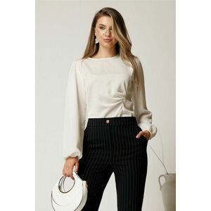 Bluza alba din crep cu fronseu in talie imagine