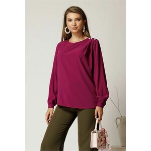 Bluza magenta eleganta din voal cu perle pe umar imagine