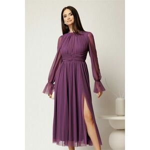 Rochie DY Fashion midi mov din tulle fin in clos cu crapatura pe picior imagine