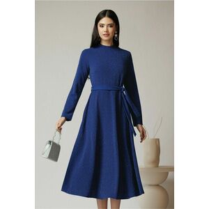 Rochie DY Fashion eleganta din lurex albastra cu cordon in talie imagine
