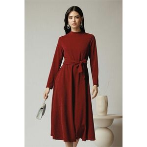 Rochie DY Fashion eleganta din lurex bordo cu cordon in talie imagine