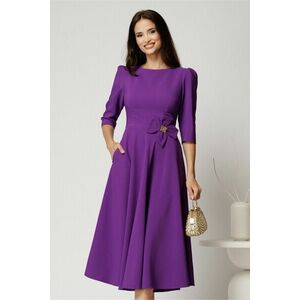 Rochie midi mov din stofa in clos cu floare in talie imagine