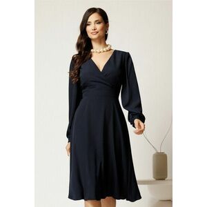 Rochie midi bleumarin din viscoza in clos cu decolteu petrecut imagine