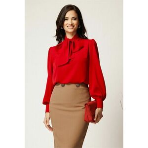 Bluza DY Fashion lejera rosie din triplu voal cu guler tip esarfa imagine
