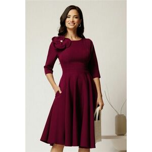 Rochie DY Fashion midi magenta din stofa in clos cu floare maxi la bust imagine