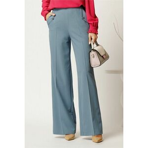 Pantaloni DY Fashion bleu lejeri cu buzunare si nasturi decorativi imagine