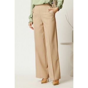 Pantaloni DY Fashion bej lejeri cu buzunare si nasturi decorativi imagine