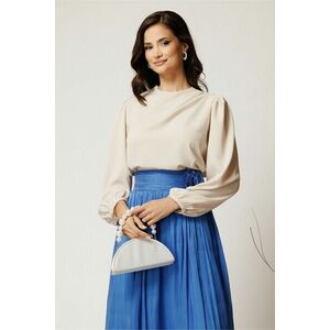 Bluza DY Fashion ivory din triplu voal cu pliuri pe umar imagine