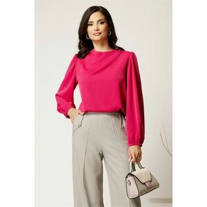 Bluza DY Fashion fucsia din triplu voal cu pliuri pe umar imagine