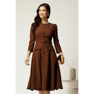 Rochie DY Fashion midi maro din stofa clos cu nasturi si curea imagine