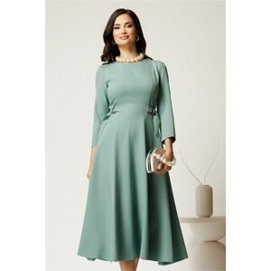 Rochie midi verde mint din stofa in clos cu catarame in talie imagine