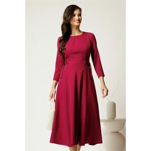 Rochie midi magenta din stofa in clos cu catarame in talie imagine