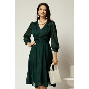 Rochie Gina midi verde din voal cu fir lurex in clos imagine