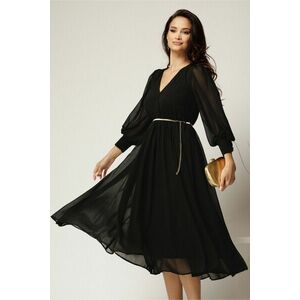 Rochie DY Fashion neagra din voal cu decolteu petrecut si curea in taIie imagine