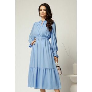 Rochie DY Fashion midi bleu din voal plin cu volan imagine