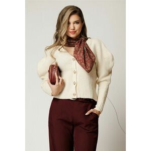 Cardigan casual scurt din tricot ivory cu nasturi imagine