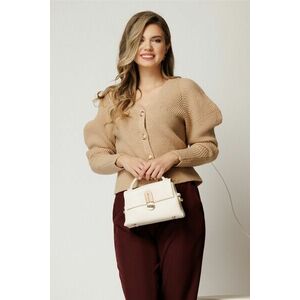 Cardigan casual scurt din tricot bej cu nasturi imagine