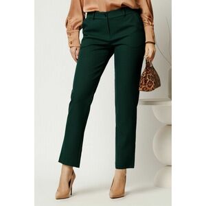 Pantaloni office din stofa verde inchis simpli cu buzunare imagine
