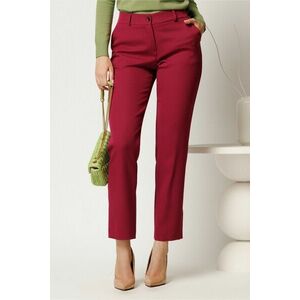 Pantaloni office din stofa magenta simpli cu buzunare imagine