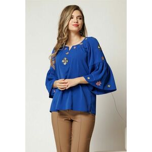 Bluza eleganta din viscoza albastra cu broderie traditionala imagine
