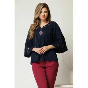 Bluza eleganta din viscoza bleumarin cu broderie traditionala imagine
