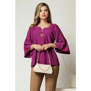 Bluza eleganta din viscoza magenta cu broderie traditionala imagine