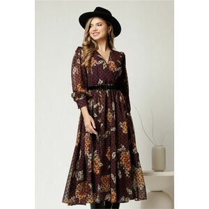 Rochie DY Fashion cu imprimeu din voal cu buline catifelate cu decolteu petrecut imagine