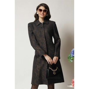 Palton elegant din lana negru cu fir lurex auriu imagine