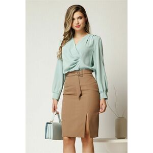 Bluza verde menta eleganta cu decolteu in V si fronseuri imagine