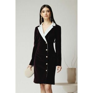 Rochie DY Fashion eleganta din catifea mov tip sacou cu rever din paiete imagine
