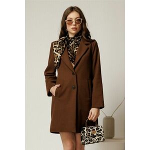 Palton din stofa maro inchis cu buzunare imagine