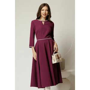 Rochie DY Fashion midi magenta eleganta cu perle in talie si la decolteu imagine