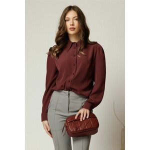 Camasa DY Fashion burgundy cu guler si inchidere cu nasturi imagine