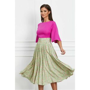 Rochie Dy Fashion cu imprimeu floral si bust fucsia imagine