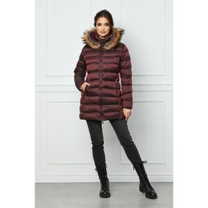 Geaca bordo cu blanita naturala la gluga imagine