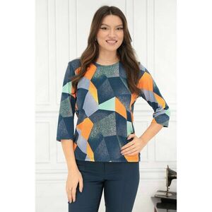 Bluza cu imprimeu geometric galben-albastru imagine