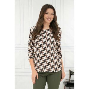 Bluza cu imprimeu geometric maro-bej imagine