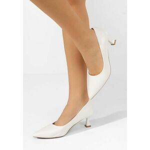 Pantofi cu toc subtire Omarosa albi imagine