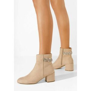 Botine cu toc Taisa bej imagine