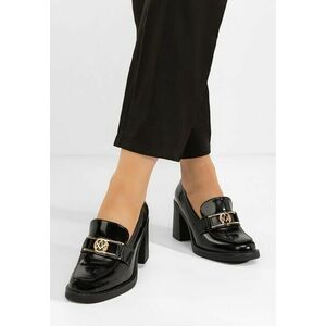 Mocasini cu toc Selira negri imagine