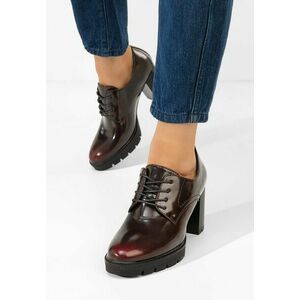 Pantofi cu toc si siret Pluvina grena imagine